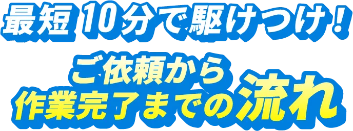 最短10分で駆けつけ！ご依頼から作業完了までの流れ